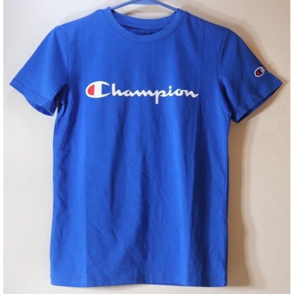 Champion T-Shirt Boys' Crew Neck Blue Size Medium